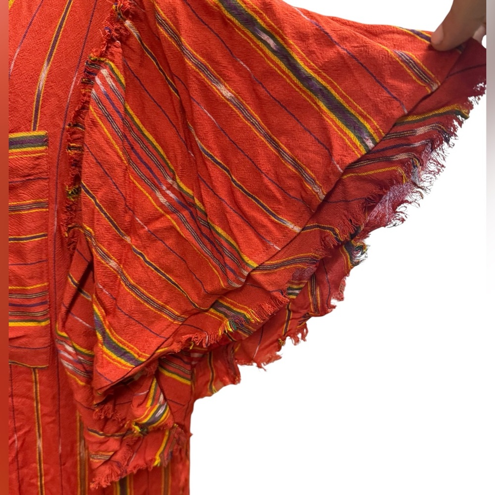 NWT Free People Red Orange Striped Tiered Ruffle Maxi Dress - Picture 5 of 8